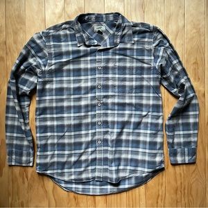 Horny Toad Mens Button Down Shirt Plaid Blue Grey Outdoors Fishing size Large